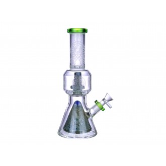 12.4" Sand Blasted Art Double Beaker Matrix Perc Water Pipe [M33]