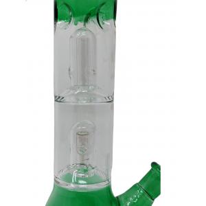 10" Transparent Double Dome Perc Beaker Water Pipe - [PCL163TC]