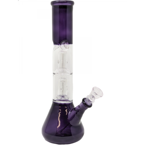 10" Transparent Double Dome Perc Beaker Water Pipe - [PCL163TC]