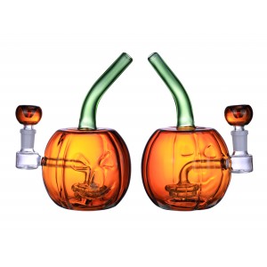  7" Smiley Pumpkin Showerhead Perc Water Pipe Rig - [WPE-594]