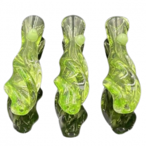 3" Lime Slyme Twisted Mouth with Marble Chillum Hand Pipe - (Pack of 3) [SG3317]