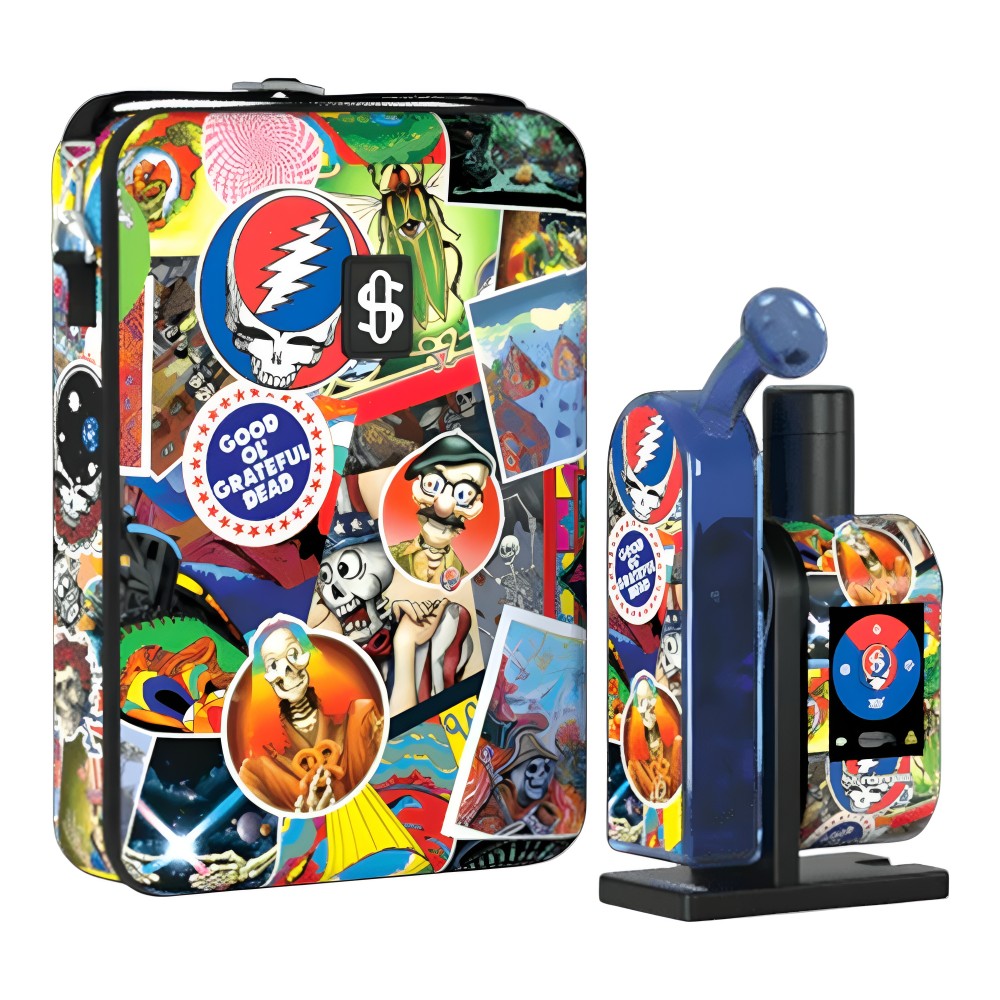 Grateful Dead x Stündenglass Modül + Dok Deluxe Travel Set – Legacy Patchwork Limited edition Grateful Dead x Stündenglass Gravity Infuser featuring unique patchwork design
