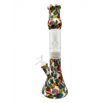 12.5" Silicone Beaker Water Pipe With Glass Chamber With Perc [DS668]