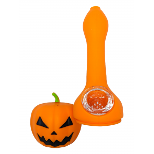 5" Spooky Pumpkin Silicone Hand Pipe - Orange [SPHP-01]