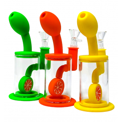 7" Orange Slice Perc Silicone Water Pipe [SWP869]