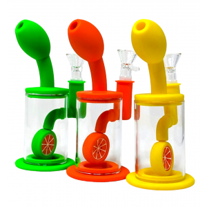 7" Orange Slice Perc Silicone Water Pipe [SWP869]