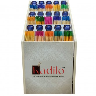 19" Kadilo Jumbo Incense Sticks Wooden Display – 15 Flavors – 100 Sticks per Flavor