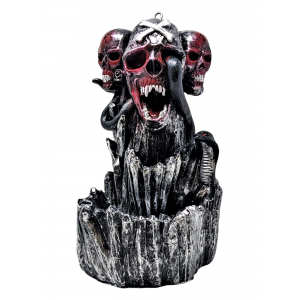 Skull & Snake Clay Incense Burner W/ 10 Incense - Black [RHY002-BK]