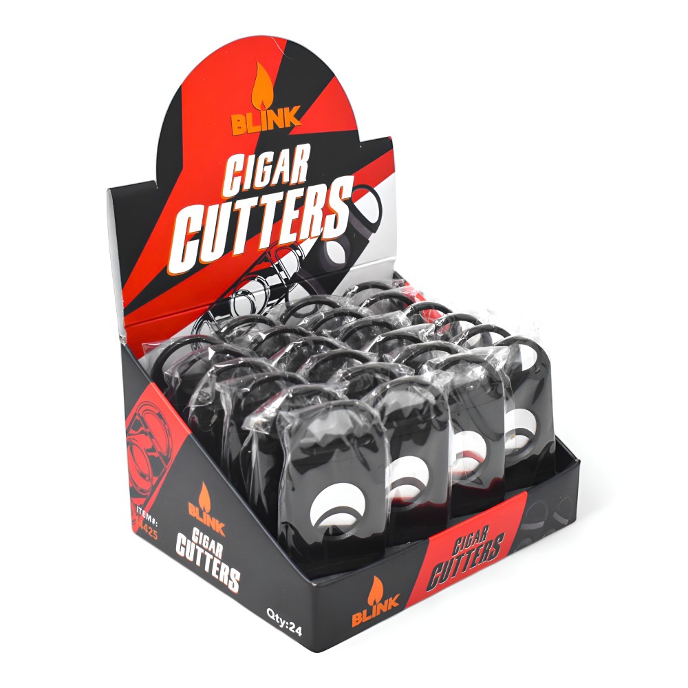 Blink Plastic Round Cigar Cutters Black – 24ct Smoke Shop Display