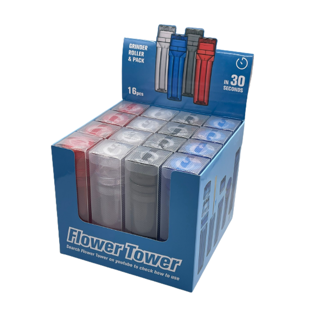 Flower Tower Grinder/Roller Packing Combo 16Ct Display [FT16]