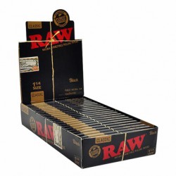 RAW Classic Black Natural Unrefined Rolling Papers 1 1/4 - 24ct Display