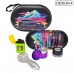 Smoking set with glass pipe and lighter inside oval EVA travel bag