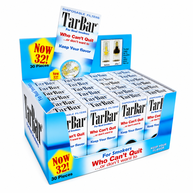 TarBar Disposable Cigarette Filters – 32ct Box | 24 Pack Display