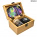 All-in-one wooden rolling and storage box with compartments and integrated tray
