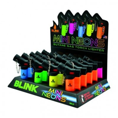 Blink Angle Mini Torch Lighter Neon (Display of 20) [BMINIANG-N]