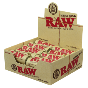 RAW Hemp Wick 6 Meter (20ft) Roll European Edition - 20ct Display