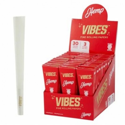 Vibes Hemp Cone King Size (Pack of 3) 30CT-RED (MSRP $109.99)