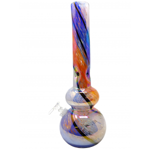 16" Striped Frit Color Ice Pinch Soft Glass Water Pipe - Glass On Glass [A0173G]