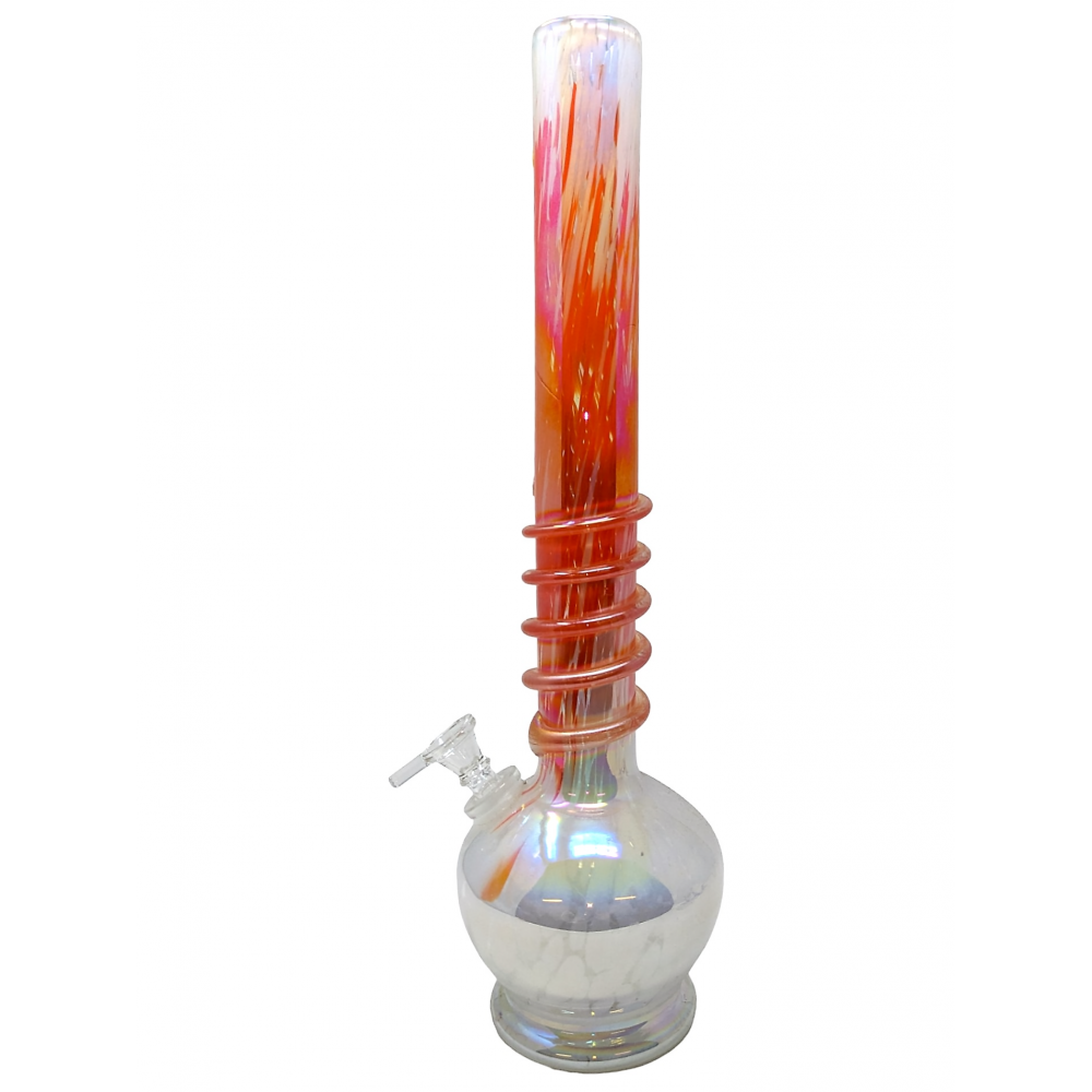 16" Tomato with Low Neck Rings Soft Glass Water Pipe - Glass On Glass [H04G]