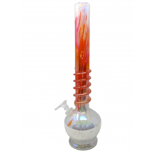 16" Tomato with Low Neck Rings Soft Glass Water Pipe - Glass On Glass [H04G]