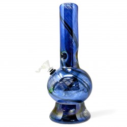12" Dual Color Line Round Base Soft Glass Water Pipe - Glass On Rubber [A0168]