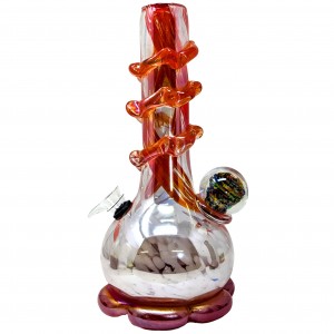 10" CLOWN W/FLOWER BASE & RUFFLE WRAP Soft Glass - GOR [B58305]