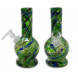 6" Mini Multi Color Swirl Soft Glass Water Pipe - Glass On Glass [D58081G]