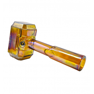 14" Rainbow Shine Hammer Soft Glass Water Pipe - Glass On Rubber [E1122]