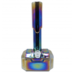 14" Rainbow Hammer Soft Glass Water Pipe - Glass On Glass [E1122G]