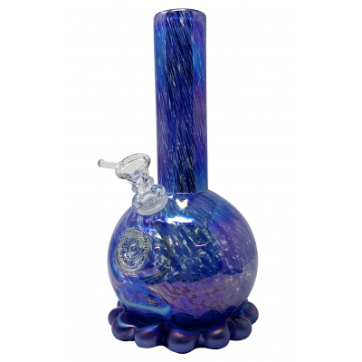 10" Octopus w/ Glow in Dark Side Eyes Soft Glass Water Pipe - GOG [E1128G]