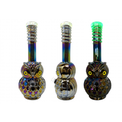 12" Glow In The Dark Owl Soft Glass Water Pipe - Glass On Rubber [E1140]