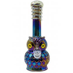 10.5" Owl w/ Glow in Dark Wrap Soft Glass Water Pipe - GOG [E1141G]