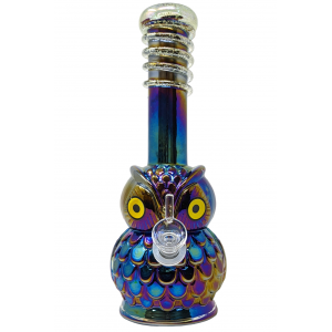 10.5" Owl w/ Glow in Dark Wrap Soft Glass Water Pipe - GOG [E1141G]