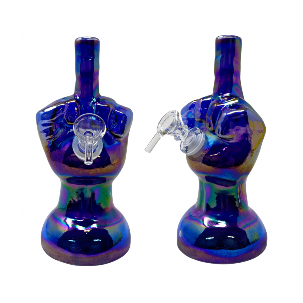 8" Middle Finger Soft Glass Water Pipe Glass On Glass [E1150G]