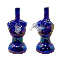 8" Middle Finger Soft Glass Water Pipe - Glass On Glass [E1150G]