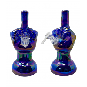 8" Middle Finger Soft Glass Water Pipe - Glass On Glass [E1150G]