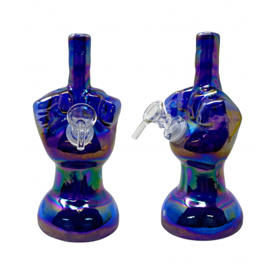 8" Middle Finger Soft Glass Water Pipe - Glass On Glass [E1150G]