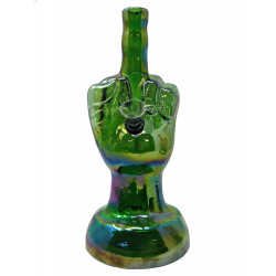 10" Middle Finger Soft Glass Water Pipe - Glass On Rubber [E1151]