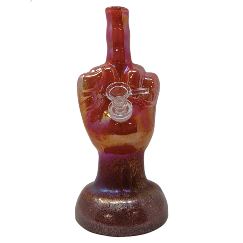 10" Middle Finger Soft Glass Water Pipe - Glass On Glass [E1151G]
