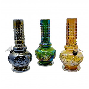 9" Leaf & "420" Soft Glass Water Pipe - Glass On Rubber [E1420]