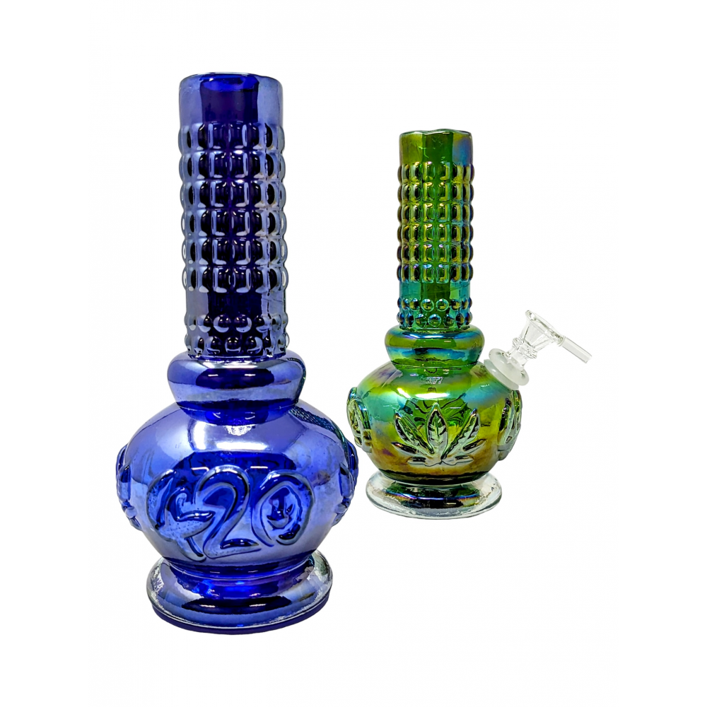 9" Leaf & "420" Soft Glass Water Pipe Glass On Glass [E1420G]