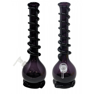 13" Full Color Apple Bottom with Rings Soft Glass Water Pipe - Glass On Glass [E2101G]