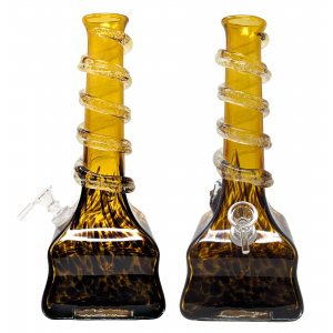 12" Eiffel Tower Color Climbing with Neck Rings Soft Glass Water Pipe - Glass On Glass [E2104G]