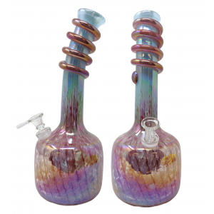 12" Onion Bottom Color Fade with Rings Soft Glass Water Pipe - Glass On Glass [E2105G]