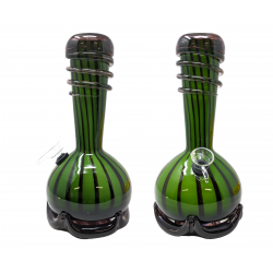 10" Crown Base Striped with Hat Soft Glass Water Pipe - Glass On Rubber [E5800M8]