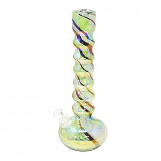 11" Twisted Neck Soft Glass Water Pipe - Glass On Glass