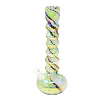 11" Twisted Neck Soft Glass Water Pipe - Glass On Glass