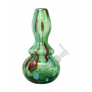 9" Color Streak Bell Soft Glass Water Pipe - Glass on Glass [E5803G]