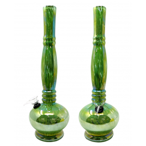 13" Ribbed Bottle Soft Glass Water Pipe - Glass On Rubber [E58042]
