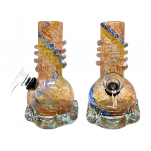 5.75" Mini Crown Base Color Frit & Streak Soft Glass Water Pipe - Glass On Rubber [E5810-1]